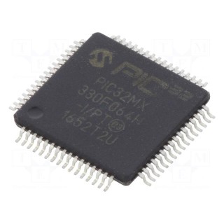 IC: PIC microcontroller | 64kB | 2.3÷3.6VDC | SMD | TQFP64 | PIC32 | 8MHz