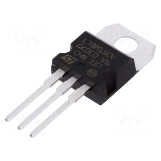 IC: voltage regulator | linear,fixed | 15V | 0.5A | TO220AB | THT | ±4%
