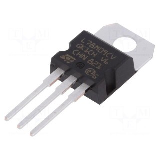 IC: voltage regulator | linear,fixed | 9V | 0.5A | TO220AB | THT | tube
