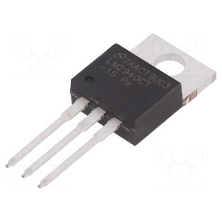 IC: voltage regulator | LDO,fixed | 15V | 1A | TO220-3 | THT | tube | Ch: 1