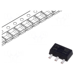 IC: voltage regulator | linear,fixed | 3.3V | 400mA | SOT89-3 | SMD