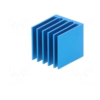 Heatsink: extruded | grilled | BGA | blue | L: 17mm | W: 17mm | H: 17.5mm