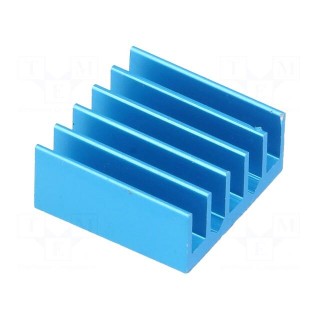 Heatsink: extruded | grilled | BGA | blue | L: 17mm | W: 17mm | H: 7.5mm