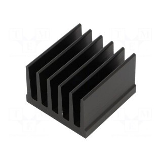 Heatsink: extruded | grilled | black | L: 37.5mm | W: 36.8mm | H: 25mm