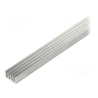 Heatsink: extruded | grilled | natural | L: 1000mm | W: 19mm | H: 10mm