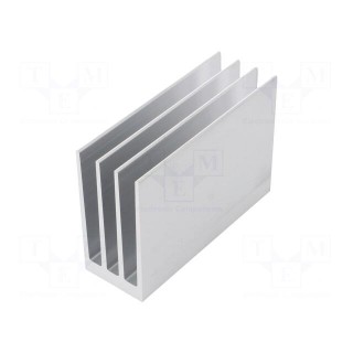 Heatsink: extruded | grilled | natural | L: 100mm | W: 35mm | H: 70mm