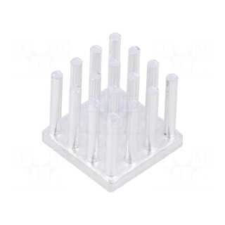Heatsink: extruded | grilled | natural | L: 14mm | W: 14mm | H: 12.5mm