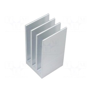 Heatsink: extruded | grilled | natural | L: 37.5mm | W: 35mm | H: 70mm