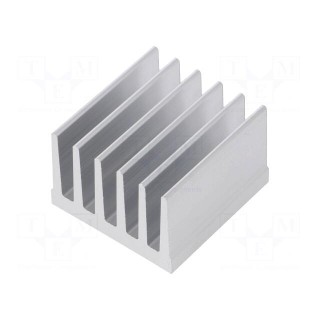 Heatsink: extruded | grilled | natural | L: 37.5mm | W: 36.8mm | H: 25mm