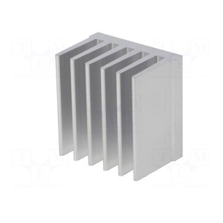 Heatsink: extruded | grilled | natural | L: 37.5mm | W: 36.8mm | H: 25mm