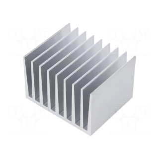 Heatsink: extruded | grilled | natural | L: 50mm | W: 61mm | H: 40mm | raw