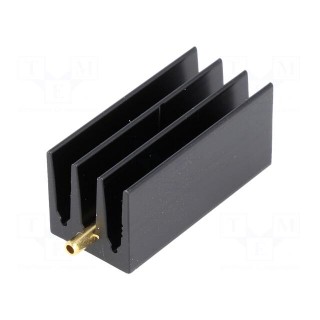 Heatsink: extruded | grilled | TO220 | black | L: 35mm | W: 16mm | H: 16mm