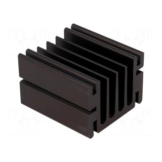 Heatsink: extruded | TO220 | black | L: 50mm | W: 46mm | H: 33mm | aluminium