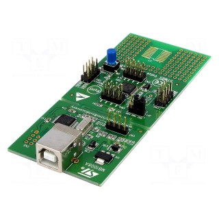Dev.kit: STM8 | STM8S003K3T6 | USB B,pin strips | prototype board