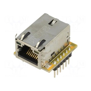 Module: Ethernet | Comp: W5500 | 3.3VDC | SPI | pin header,RJ45 | 2.54mm