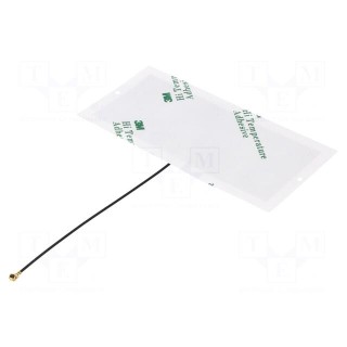 Antenna | ISM,RF | 0.7dBi | linear | for ribbon cable | 433MHz | 90x40mm