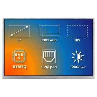 Display: TFT | 5" | 800x480 | Illumin: LED | Dim: 120.7x75.8x7.87mm | RGB
