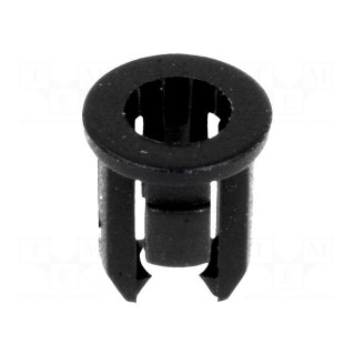LED holder | 3mm | one-piece | black | UL94V-2 | L: 6.4mm | Mat: polyamide