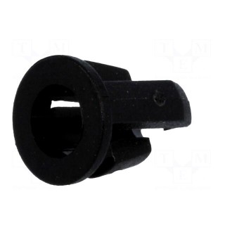 LED holder | 3mm | one-piece | black | UL94V-2 | L: 6.4mm | Mat: polyamide