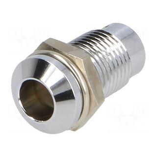 LED holder | 5mm | Cutout: Ø8mm | Body: silver | Body plating: chrome
