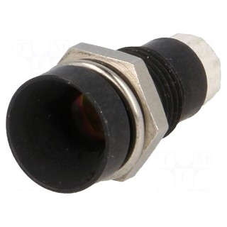 LED holder | 5mm | metal | concave | with plastic plug | black