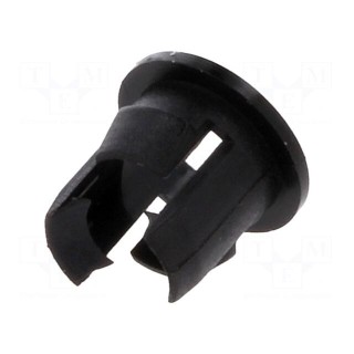 LED holder | 5mm | one-piece | black | UL94V-2 | L: 6.9mm | Mat: polyamide