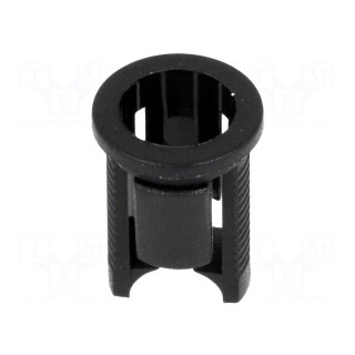 LED holder | 5mm | one-piece | black | UL94V-2 | L: 9.8mm | Mat: polyamide
