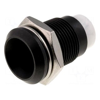 LED holder | 8mm | metal | concave | with plastic plug | black