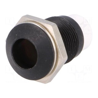 LED holder | 8mm | metal | convex | with plastic plug | black