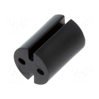 Spacer sleeve | LED | Øout: 4.8mm | ØLED: 3mm | L: 6.4mm | black | UL94V-0