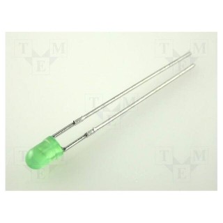 LED | 3mm | green | 0.7÷2mcd | 60° | Front: convex | Pitch: 2.54mm