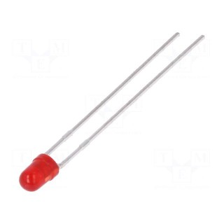 LED | 3mm | red | 0.8÷2mcd | 50° | Front: convex | No.of term: 2