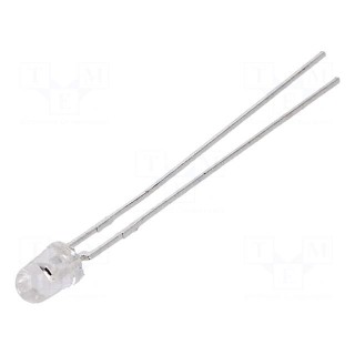 LED | 3mm | red | 2.1÷3mcd | 45° | Front: convex | 1.6÷1.8V | No.of term: 2