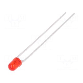 LED | 3mm | red | 6.3÷10mcd | 22° | Front: convex | 2÷3V | No.of term: 2