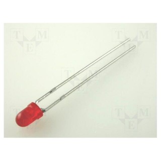 LED | 3mm | red | 8÷20mcd | 60° | Front: convex | Pitch: 2.54mm