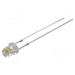 LED | 3mm | white warm | 750÷1120mcd | 140° | Front: flat | 2.9÷3.6V