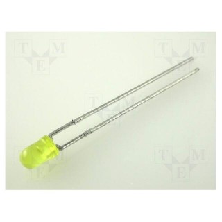 LED | 3mm | yellow | 0.8÷3.2mcd | 60° | Front: convex | Pitch: 2.54mm