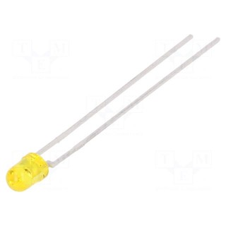 LED | 3mm | yellow | 10÷20mcd | 44° | Front: convex | Pitch: 2.54mm