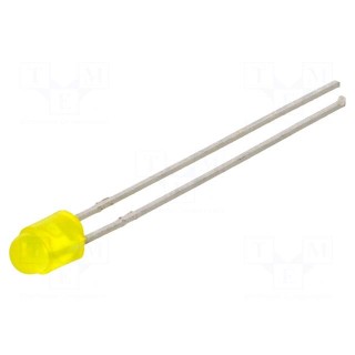 LED | 3mm | yellow | 180÷880mcd | 50° | Front: convex | Pitch: 2.54mm