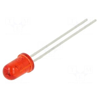 LED | 5mm | red | 29÷90mcd | 40° | Front: convex | 2÷2.6V | No.of term: 2