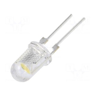 LED | 5mm | white warm | 22000÷25000mcd | 90° | Front: convex | 3.3÷3.8V