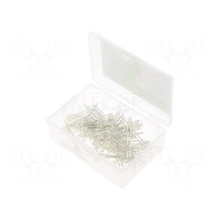 Kit: LED | THT | 3mm | 100pcs | natural white | 2.7÷3.4V | plastic box