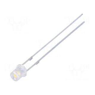 LED | 3mm | white warm | 1120÷1560mcd | 140° | Front: flat | 2.7÷3.4V