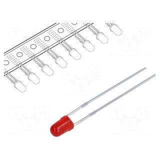 LED | 3mm | red | 0.8÷5mcd | 60° | Front: convex | 1.75÷2.5V | No.of term: 2