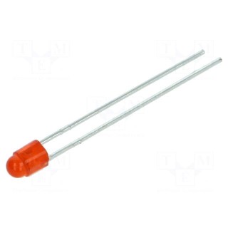 LED | 3mm | red | 110÷400mcd | 50° | Front: convex | 2÷2.4V | No.of term: 2