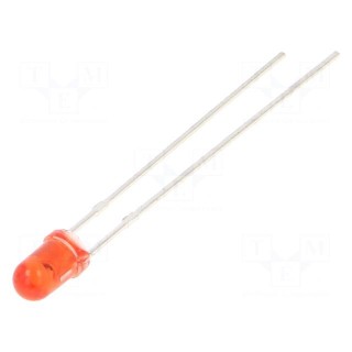 LED | 3mm | red | 220mcd | 30° | Front: convex | 1.8÷2.4V | No.of term: 2
