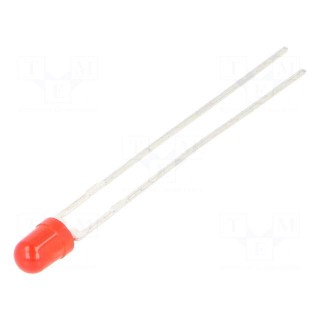LED | 3mm | red | 6.3÷15mcd | 60° | Front: convex | 2÷3V | No.of term: 2
