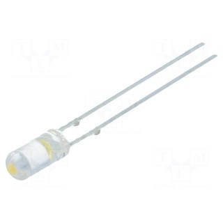 LED | 3mm | white warm | 750÷1120mcd | 110° | Front: flat | Pitch: 2.54mm