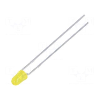 LED | 3mm | yellow | 70÷150mcd | 40° | Front: convex | No.of term: 2
