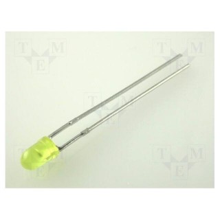 LED | 3mm | yellow | 8÷32mcd | 60° | Front: convex